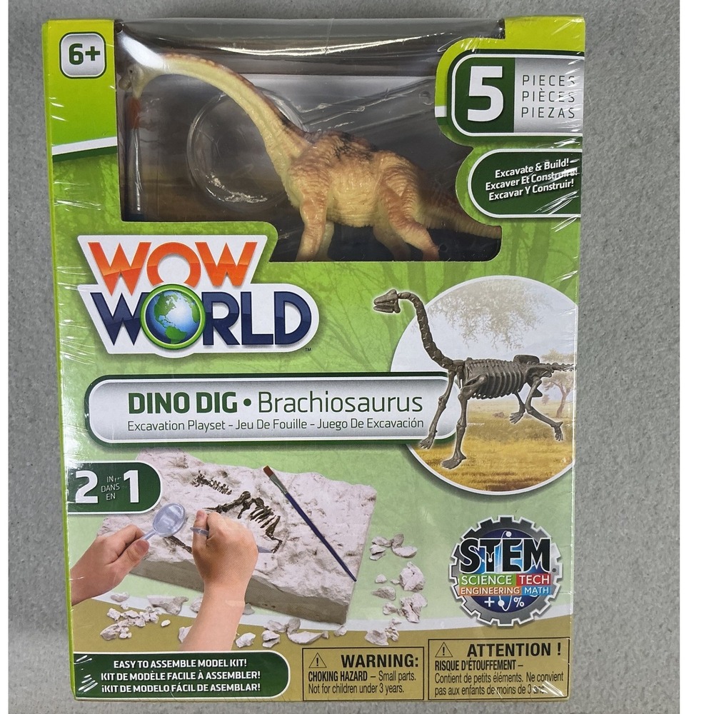 WOW World Dino Dig Brachiosaurus Excavation STEM Playset 5 Piece Kit Sealed New